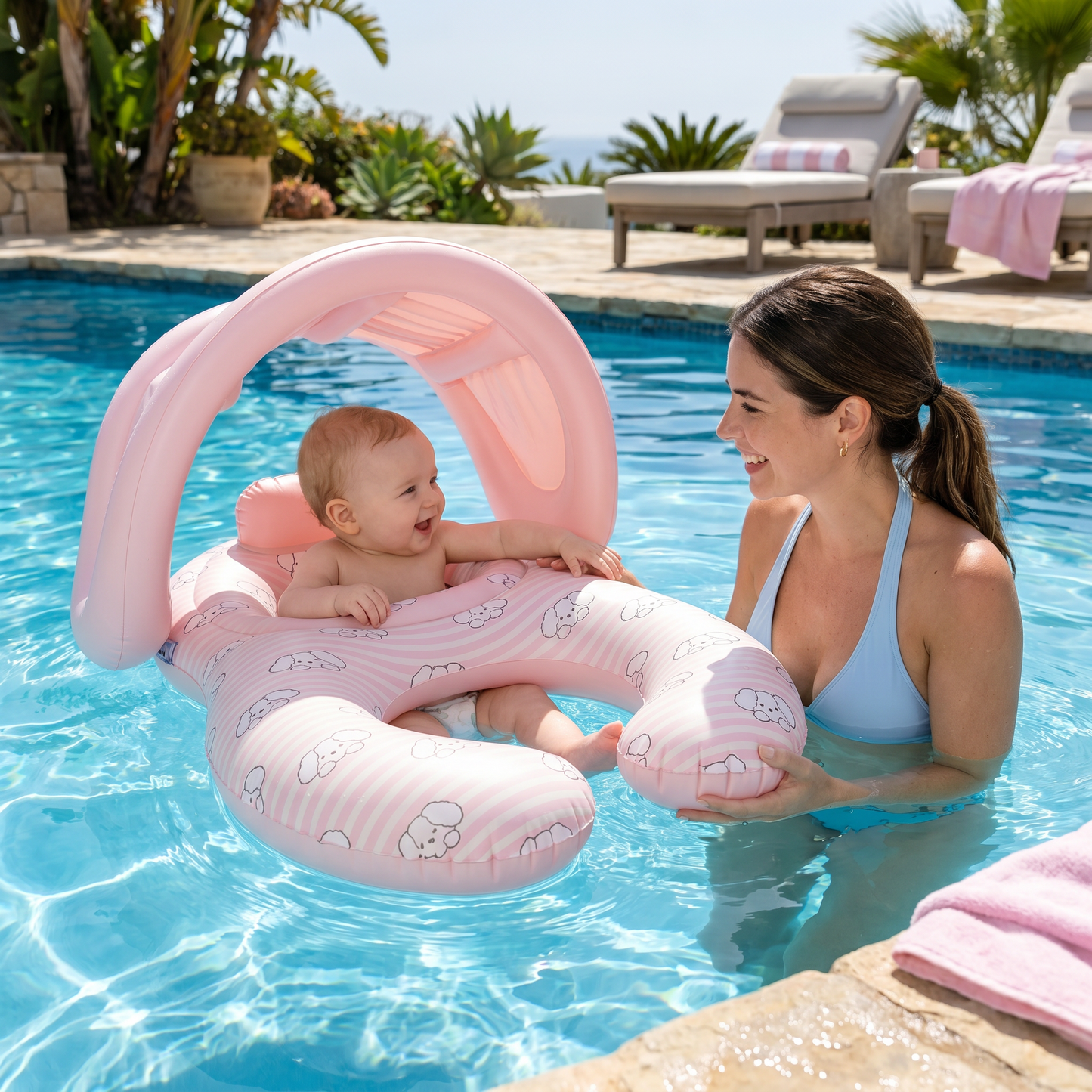 Aufblasbarer Eltern Baby Schwimmring mit Sonnendach