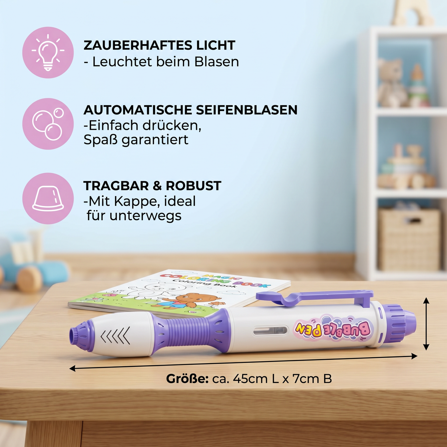 Magic Bubble Blaster Pen – Automatischer Seifenblasenstab für Kinder
