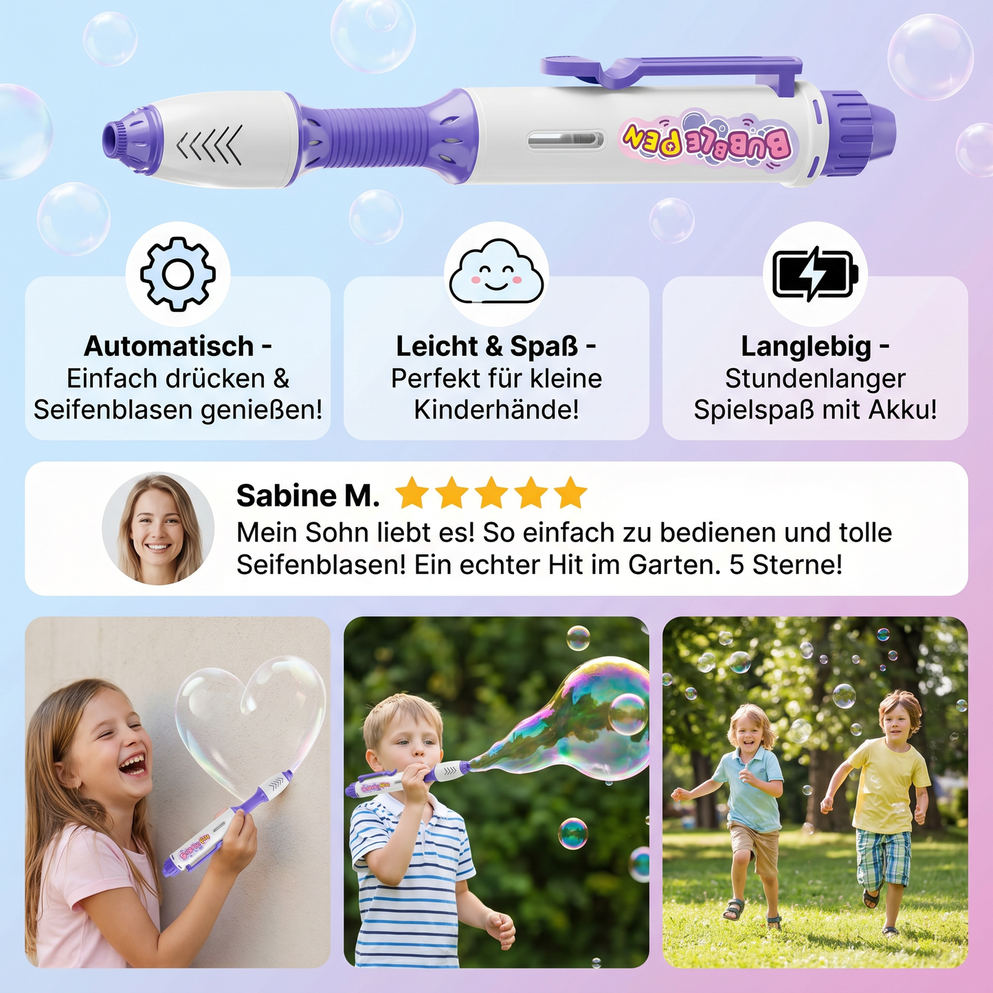 Magic Bubble Blaster Pen – Automatischer Seifenblasenstab für Kinder