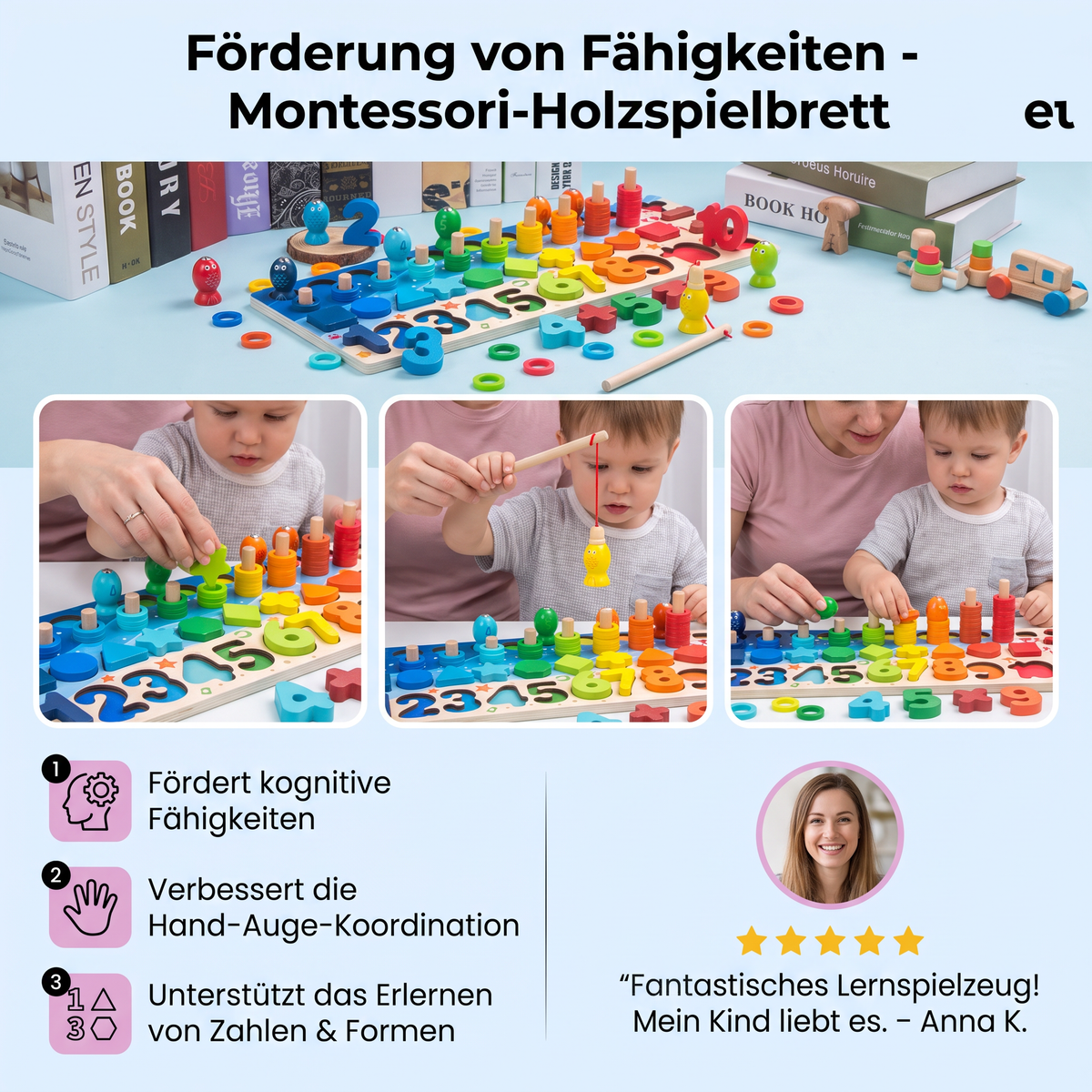 Förderung von Fähigkeiten - Montessori-Holzspielbrett