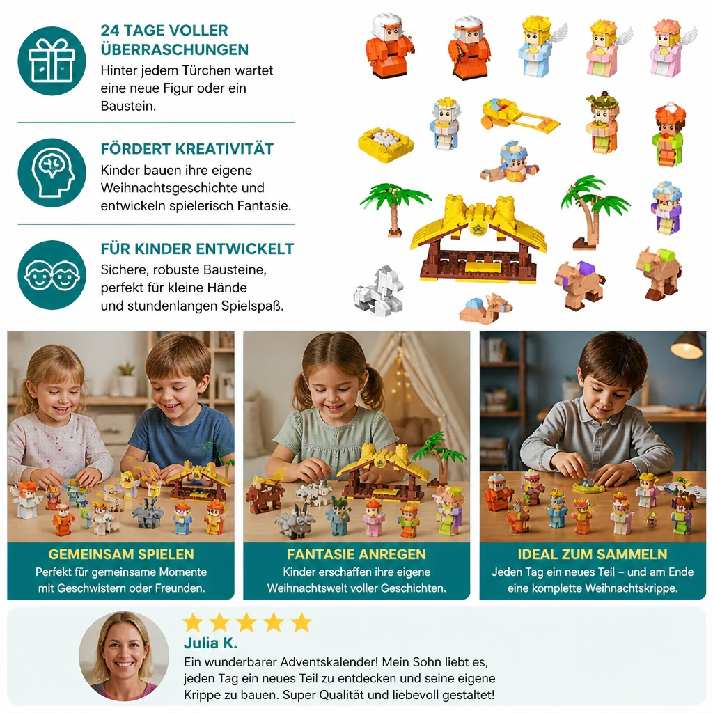 Weihnachtskrippen-Baustein-Adventskalender für Kinder
