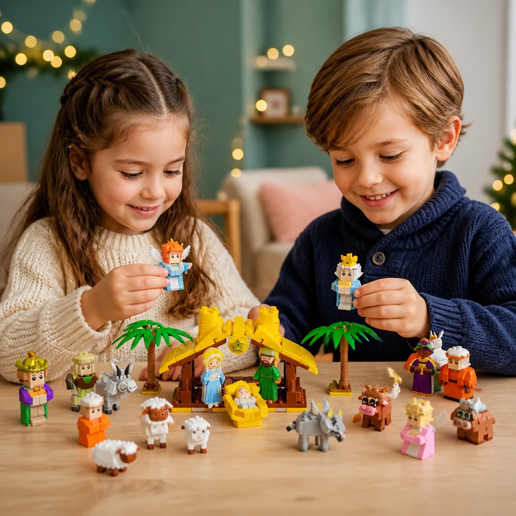 Weihnachtskrippen-Baustein-Adventskalender für Kinder