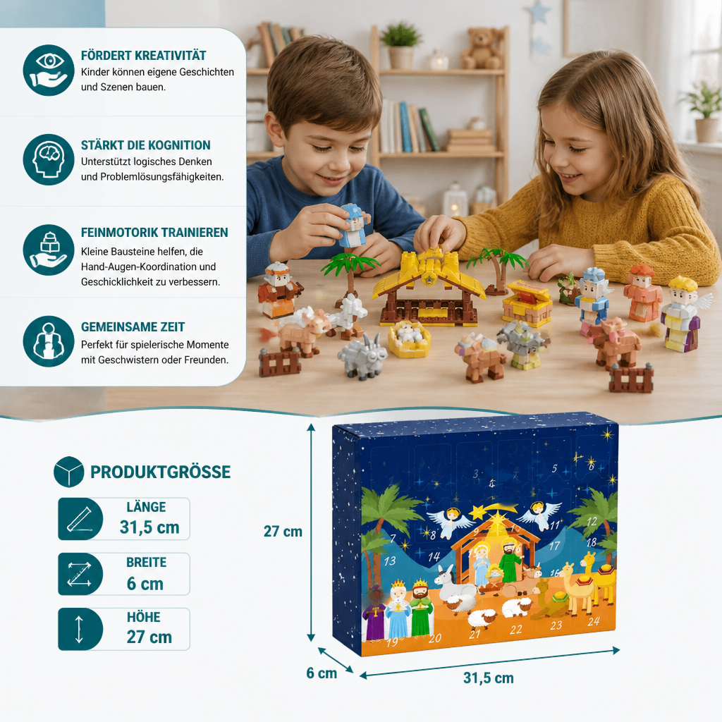 Weihnachtskrippen-Baustein-Adventskalender für Kinder