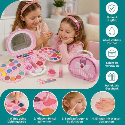 Abwaschbares Prinzessinnen-Make-up-Set für Kinder mit Nagellack & Aufbewahrungsbox