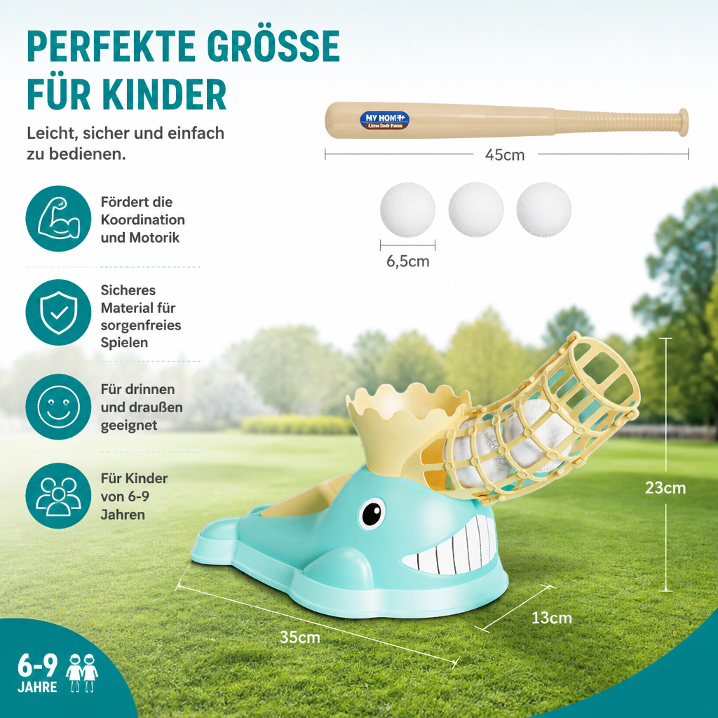 Tret-Baseball-Wurfmaschine mit Schläger & Bällen für Kinder