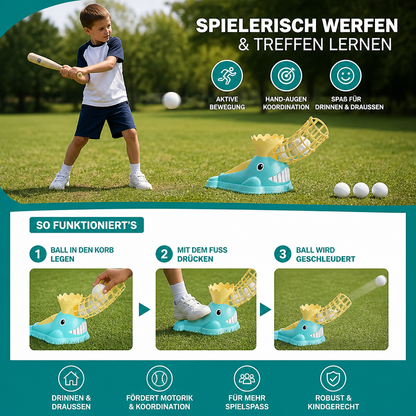 Tret-Baseball-Wurfmaschine mit Schläger & Bällen für Kinder