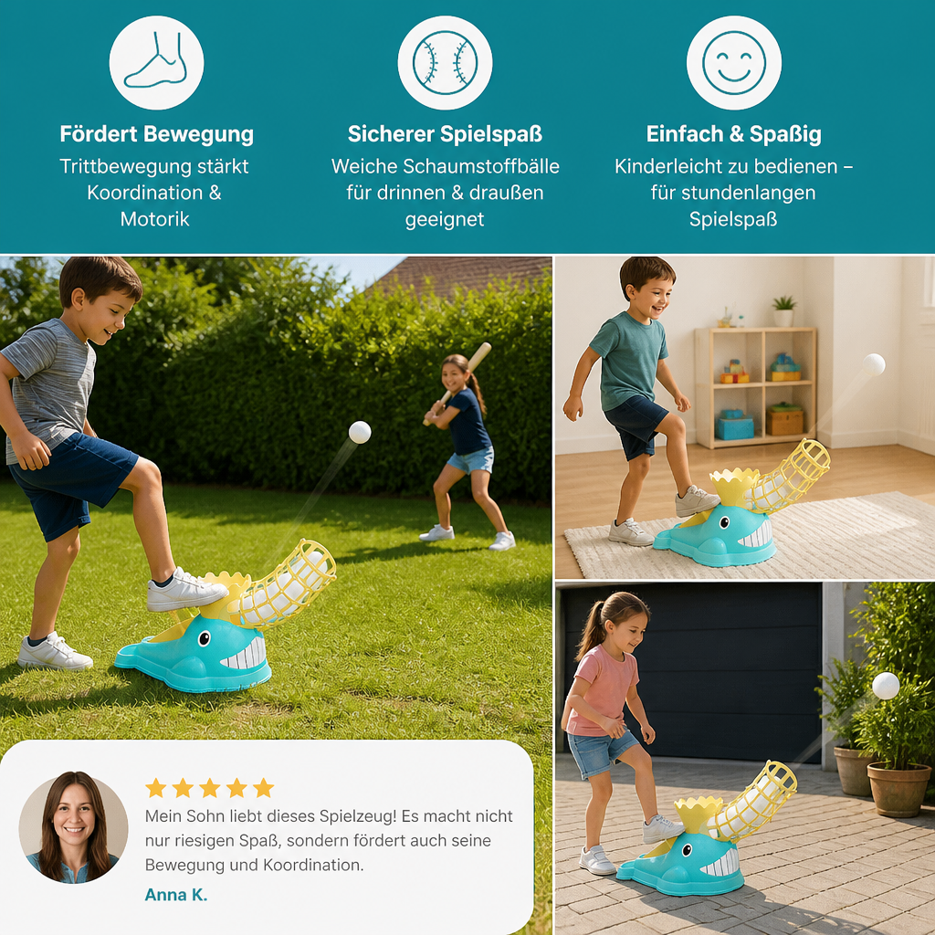 Tret-Baseball-Wurfmaschine mit Schläger & Bällen für Kinder