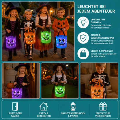 LED-Halloween-Süßigkeiteneimer für Trick-or-Treat – Wiederverwendbare leuchtende Tragetasche