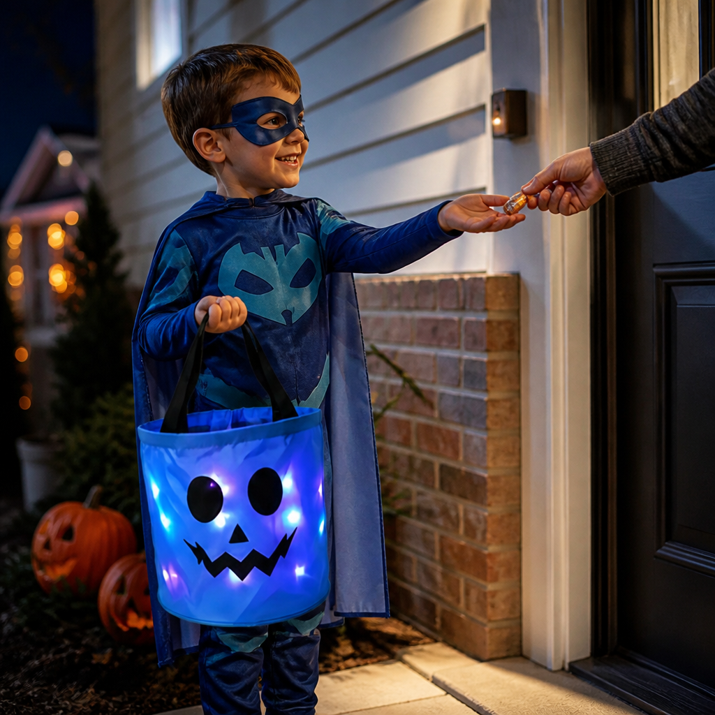 LED-Halloween-Süßigkeiteneimer für Trick-or-Treat – Wiederverwendbare leuchtende Tragetasche