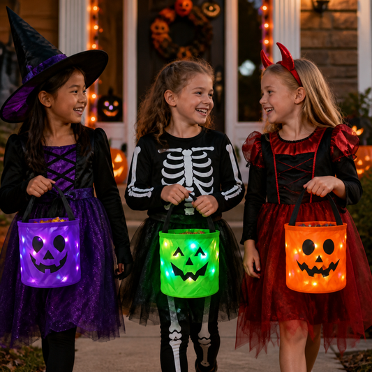 LED-Halloween-Süßigkeiteneimer für Trick-or-Treat – Wiederverwendbare leuchtende Tragetasche