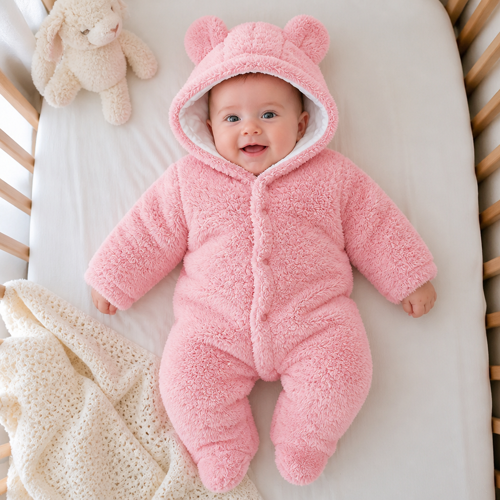 Weicher & kuscheliger Baby-Bären-Overall mit Kapuze