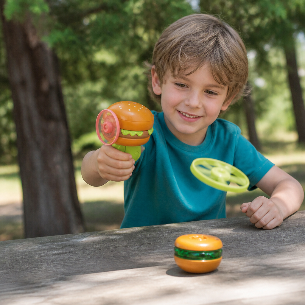 2-in-1 Kreisel & fliegender Spinner mit Starter für Kinder