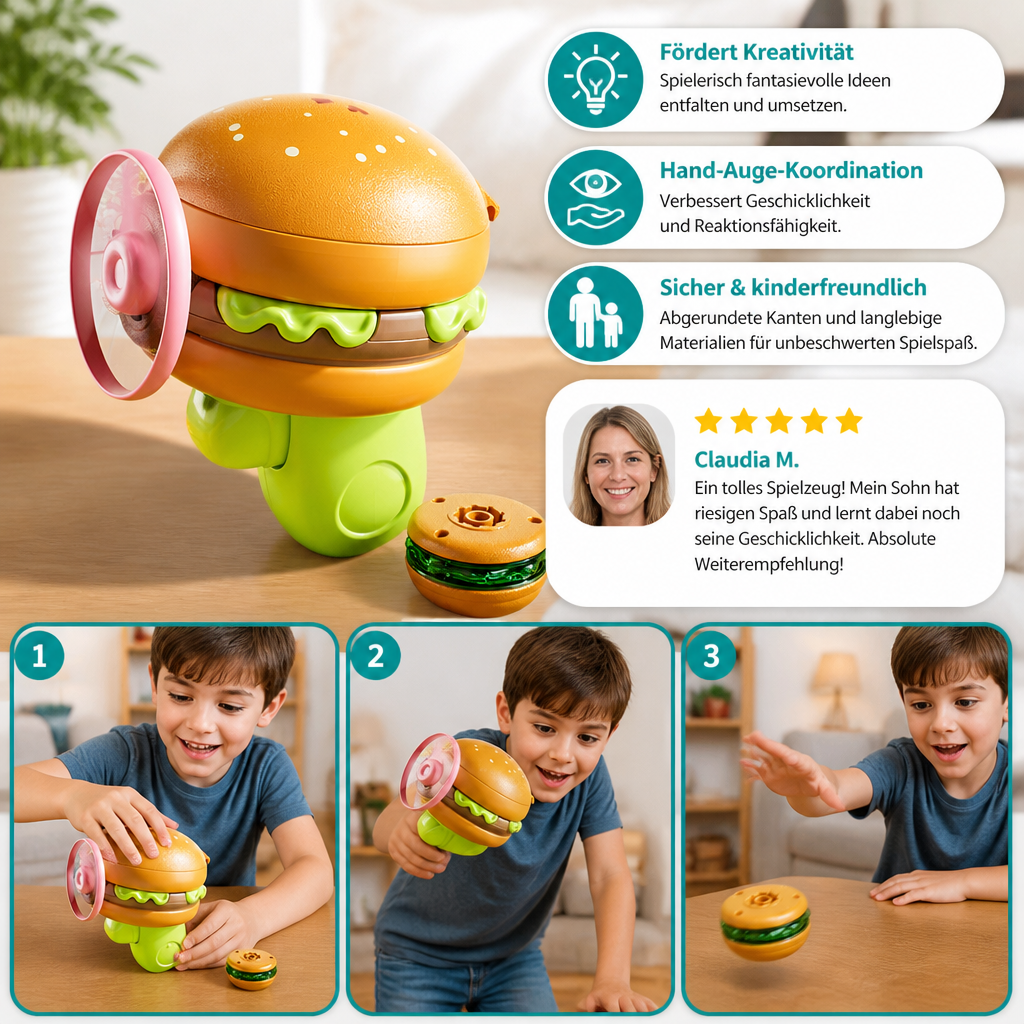 2-in-1 Kreisel & fliegender Spinner mit Starter für Kinder