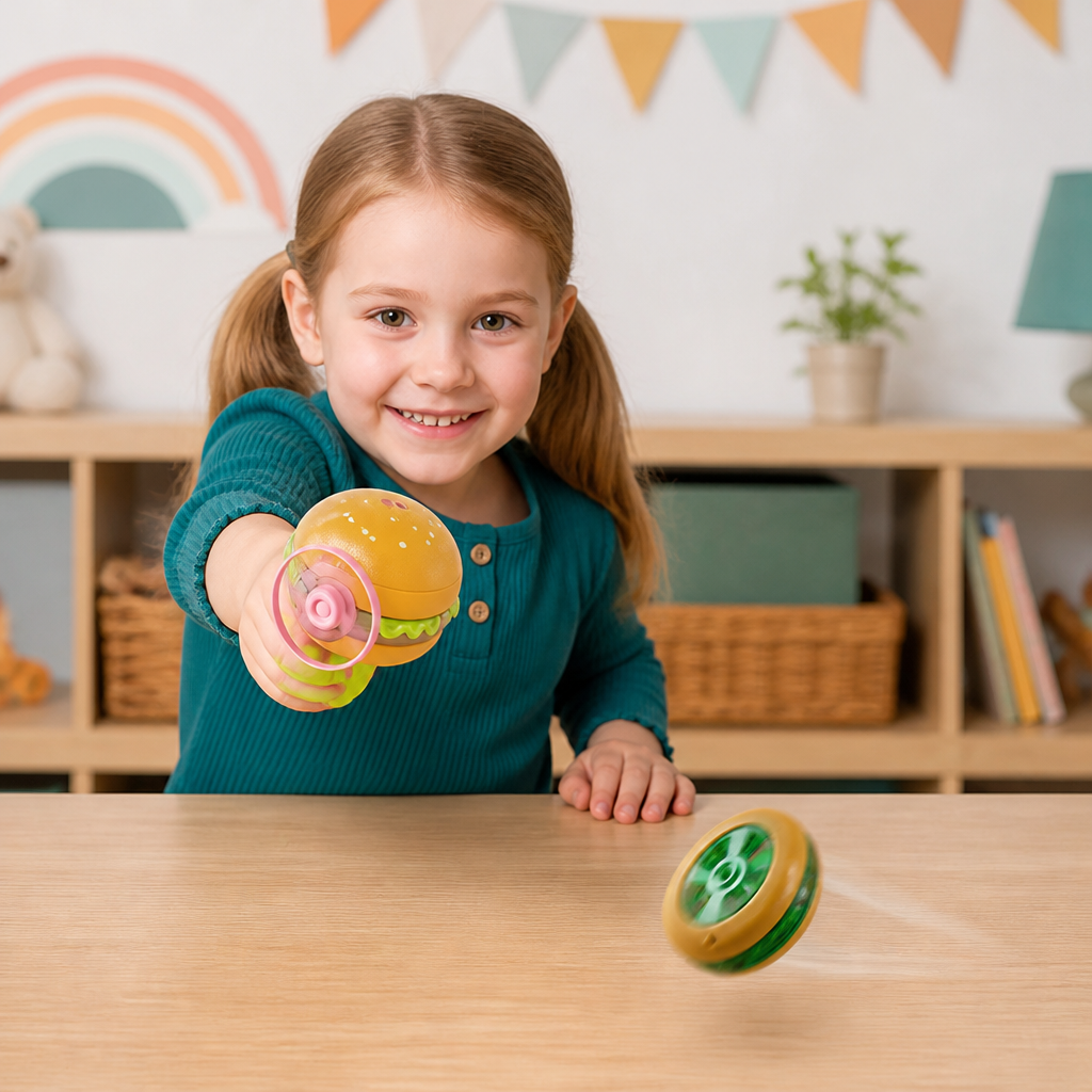2-in-1 Kreisel & fliegender Spinner mit Starter für Kinder