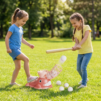 Tret-Baseball-Wurfmaschine mit Schläger & Bällen für Kinder