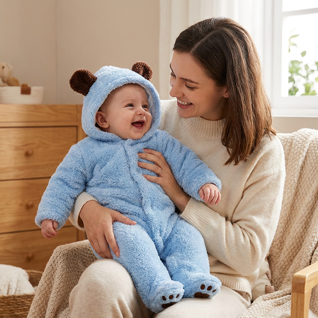 Weicher & kuscheliger Baby-Bären-Overall mit Kapuze