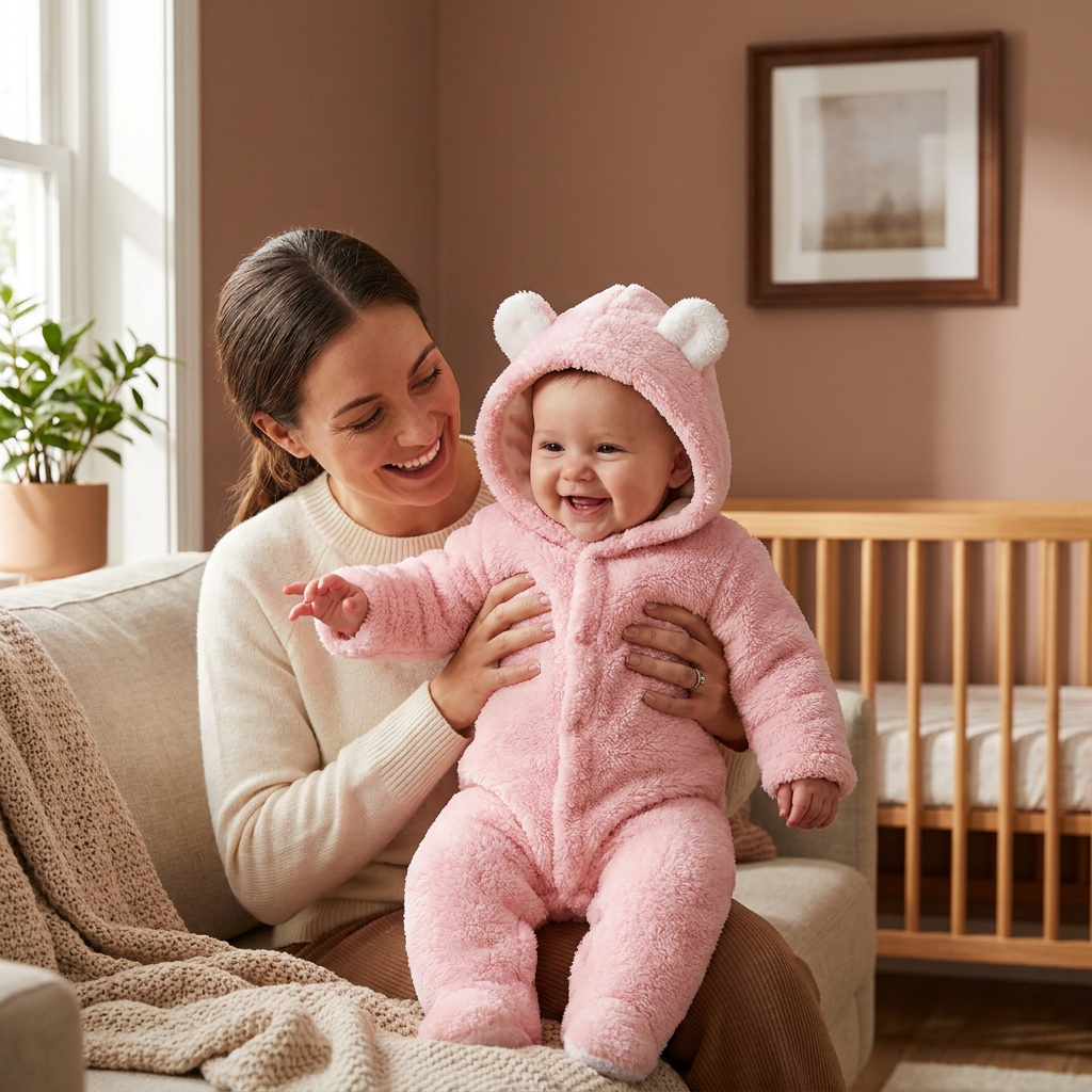 Weicher & kuscheliger Baby-Bären-Overall mit Kapuze