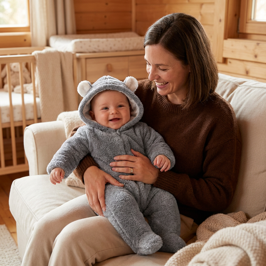 Weicher & kuscheliger Baby-Bären-Overall mit Kapuze