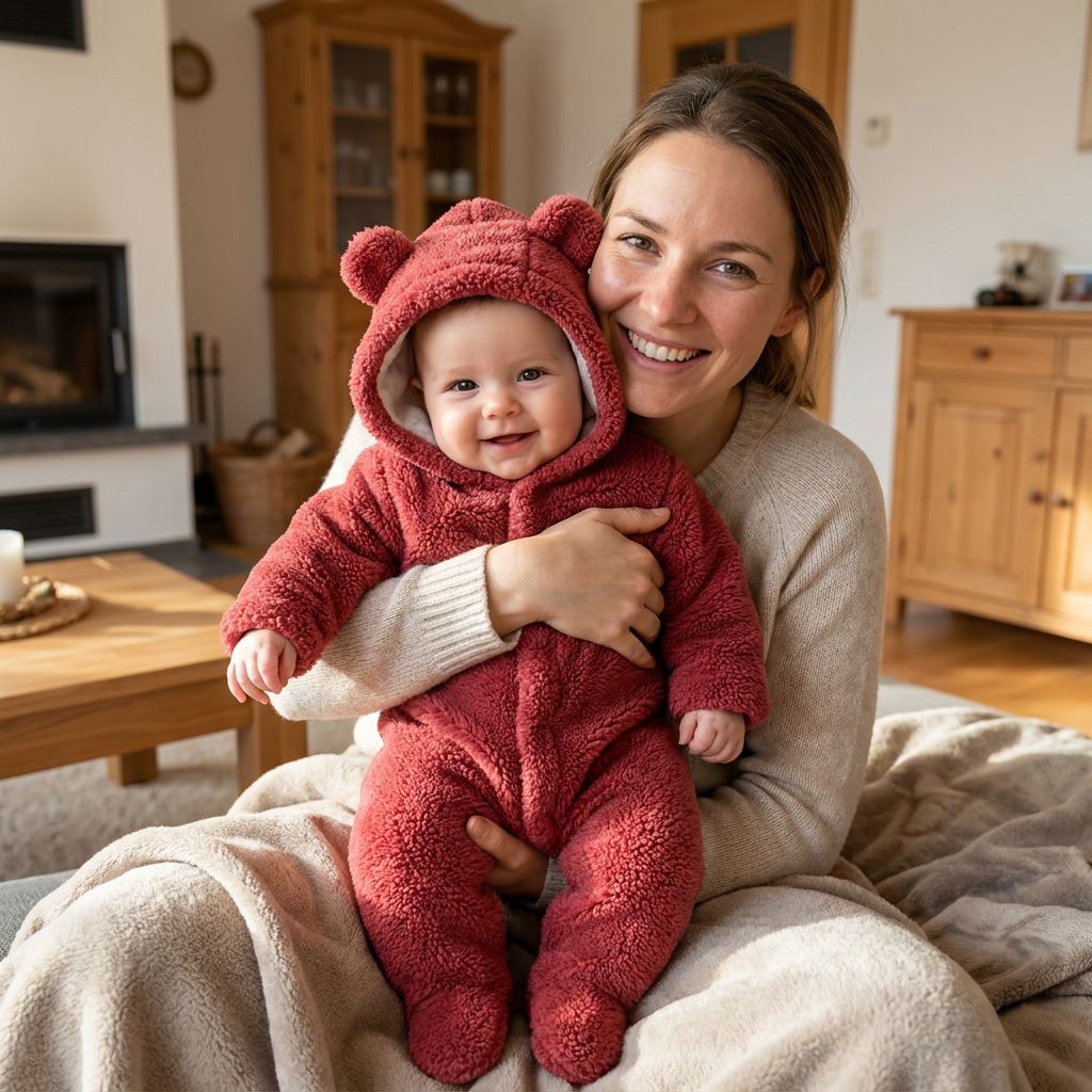 Weicher & kuscheliger Baby-Bären-Overall mit Kapuze