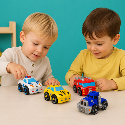 4-teiliges DIY-Stadtfahrzeuge-Set zum Auseinanderbauen mit Spielzeug-Bohrer