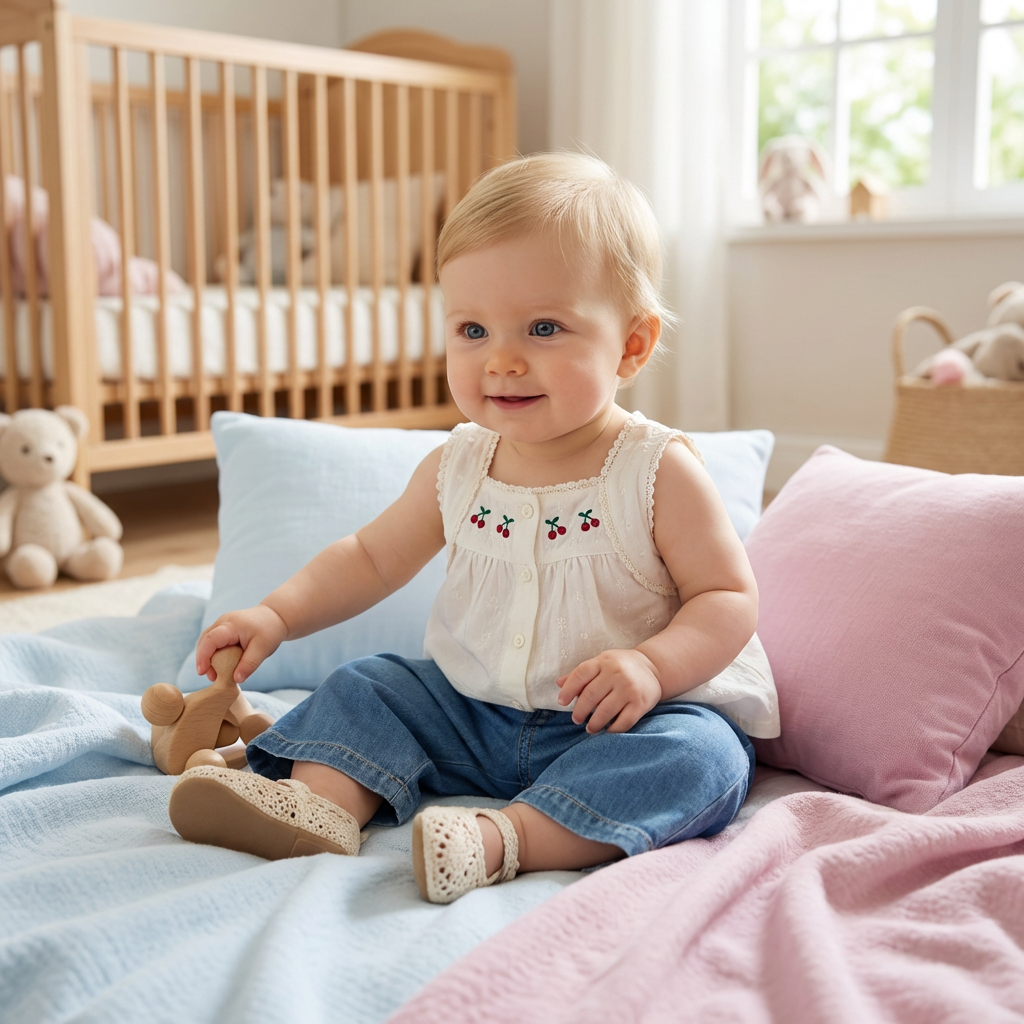 Sommerliches 2-teiliges Mädchen-Set – Ärmelloses Top mit Denim-Weitbein-Hose