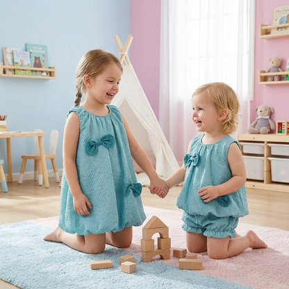 Trendiges 2-teiliges Mädchen-Set – Grünes Outfit mit Schleifen-Details