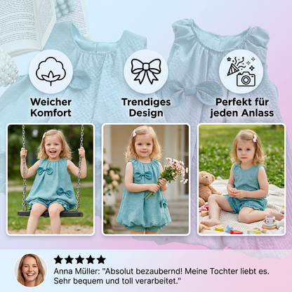 Trendiges 2-teiliges Mädchen-Set – Grünes Outfit mit Schleifen-Details