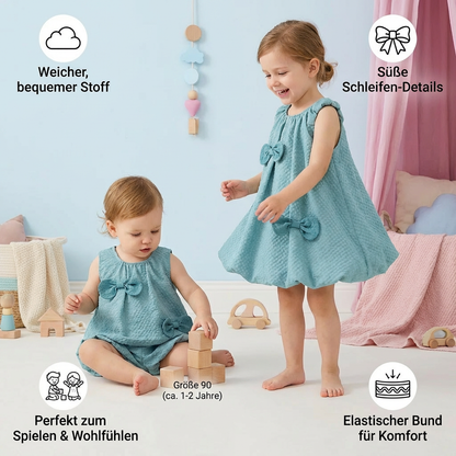 Trendiges 2-teiliges Mädchen-Set – Grünes Outfit mit Schleifen-Details