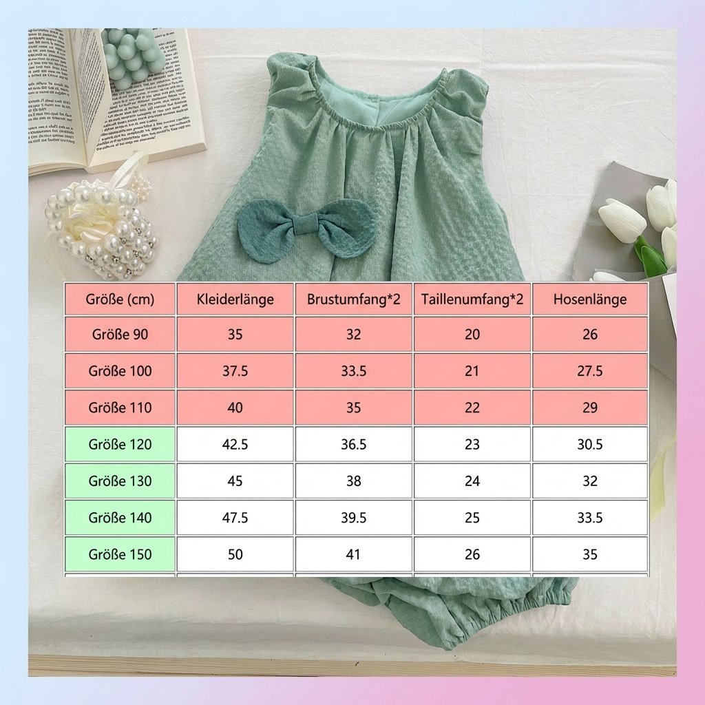 Trendiges 2-teiliges Mädchen-Set – Grünes Outfit mit Schleifen-Details