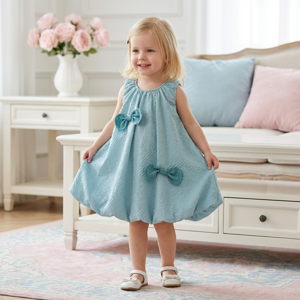Trendiges 2-teiliges Mädchen-Set – Grünes Outfit mit Schleifen-Details