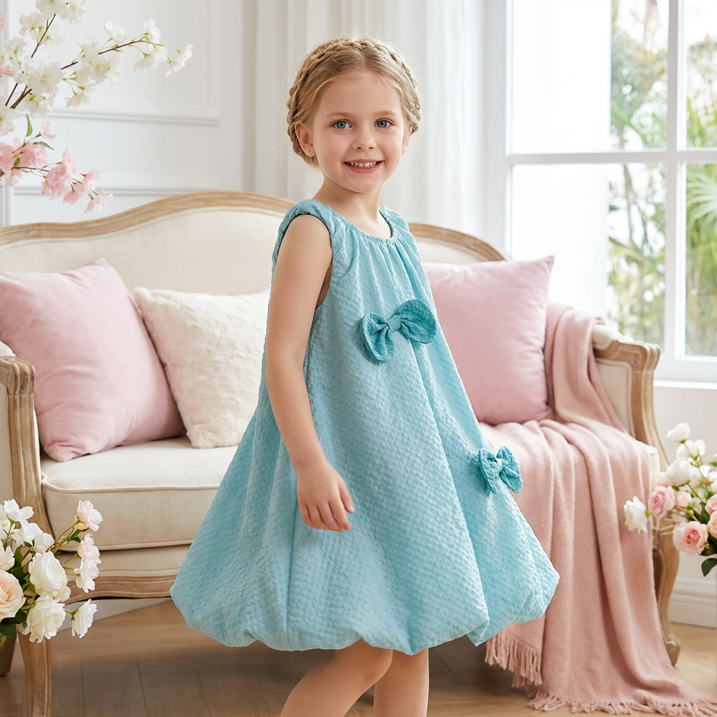 Trendiges 2-teiliges Mädchen-Set – Grünes Outfit mit Schleifen-Details