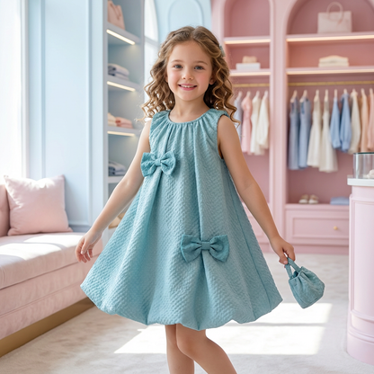 Trendiges 2-teiliges Mädchen-Set – Grünes Outfit mit Schleifen-Details
