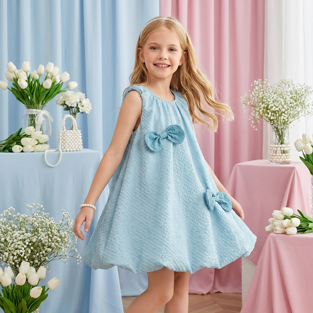 Trendiges 2-teiliges Mädchen-Set – Grünes Outfit mit Schleifen-Details