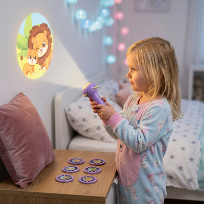 Kinder Projektor Taschenlampe – Gute-Nacht Geschichten & Lernspielzeug