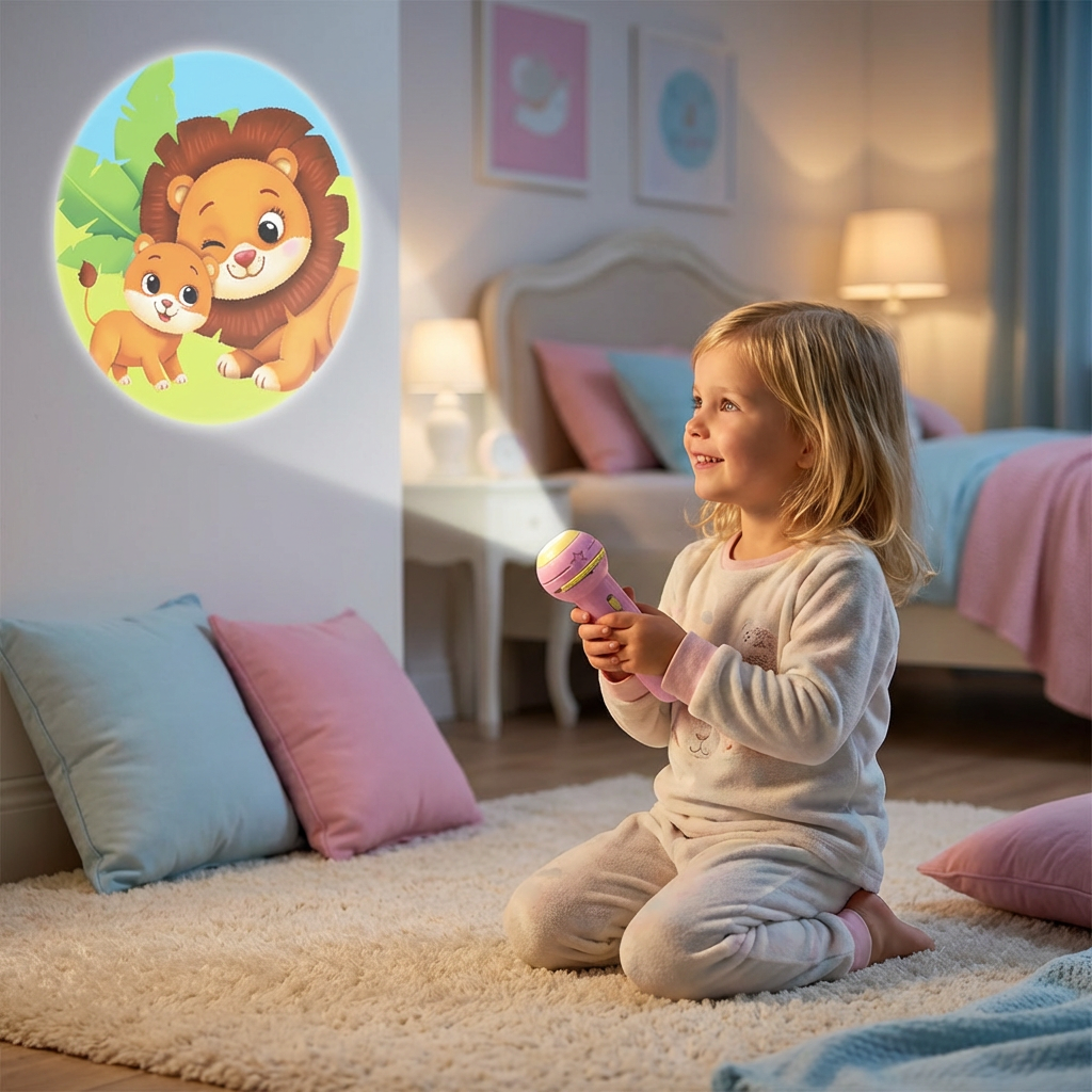 Kinder Projektor Taschenlampe – Gute-Nacht Geschichten & Lernspielzeug