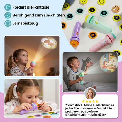 Kinder Projektor Taschenlampe – Gute-Nacht Geschichten & Lernspielzeug