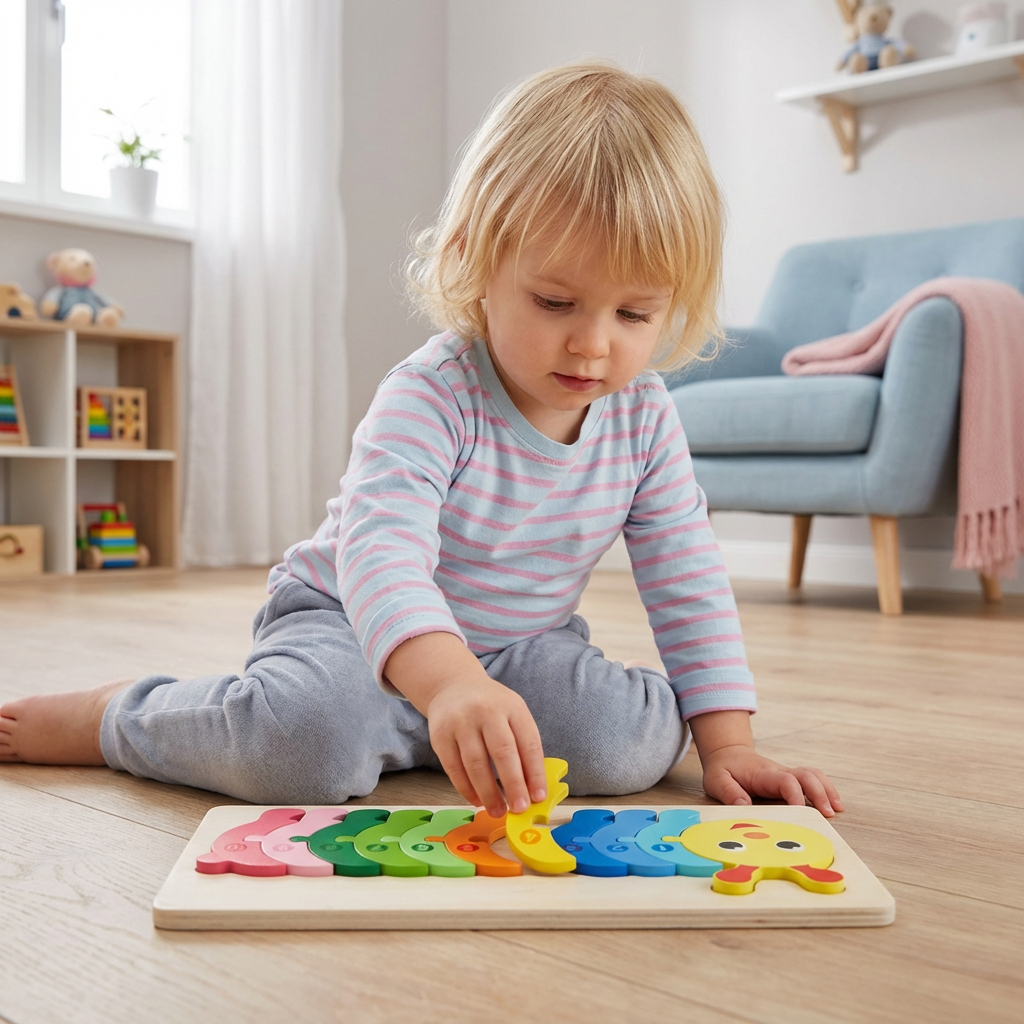 Holz Puzzle für Kinder – Lernspielzeug mit Zahlen & Tieren