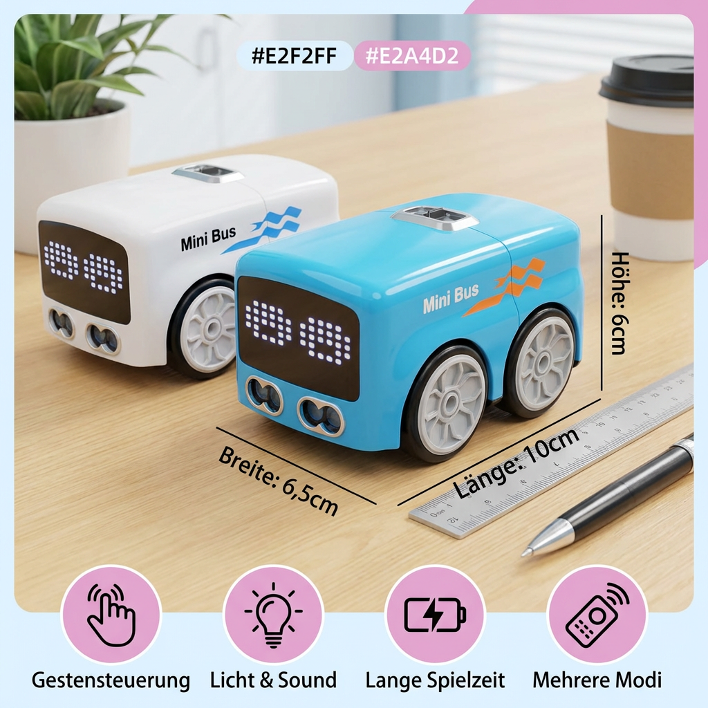 Smart RC Mini Bus Spielzeug – Gestensteuerung & LED-Licht Auto für Kinder