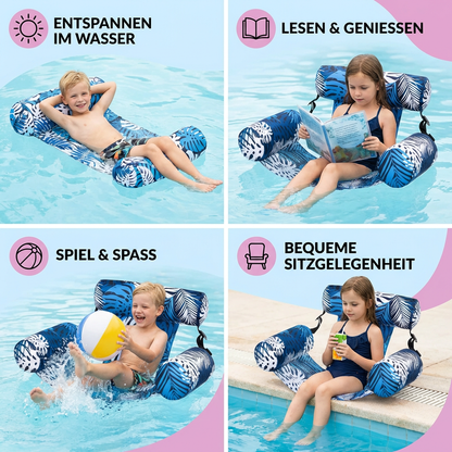 Aufblasbare Pool-Hängematte mit Rückenlehne – Faltbare Wasserliege