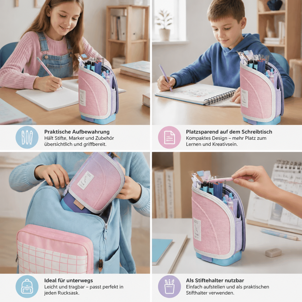 pop up aufbewahrung 2-in-1 Pop-Up Federmäppchen mit Stiftehalter – Platzsparender Schreibt – Purzelheld Rahmengröße:43 cm - L Vorratsdosen-Set PANTRY - Stapelbar Geschirr