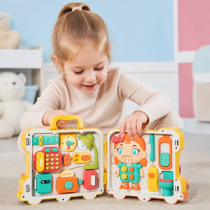 Kinder Bus Busy Board Spielzeug mit Aktivitäten und Puppe