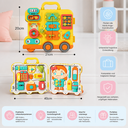 Kinder Bus Busy Board Spielzeug mit Aktivitäten und Puppe