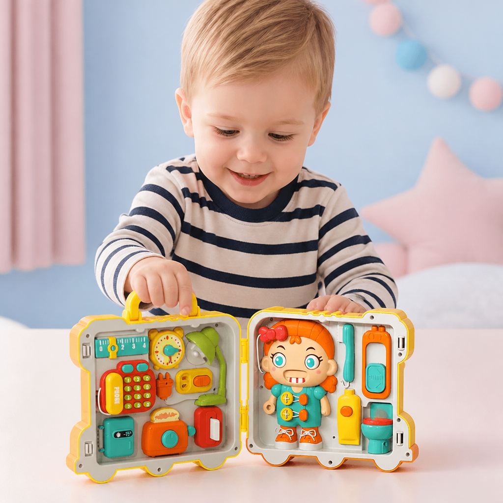 Kinder Bus Busy Board Spielzeug mit Aktivitäten und Puppe