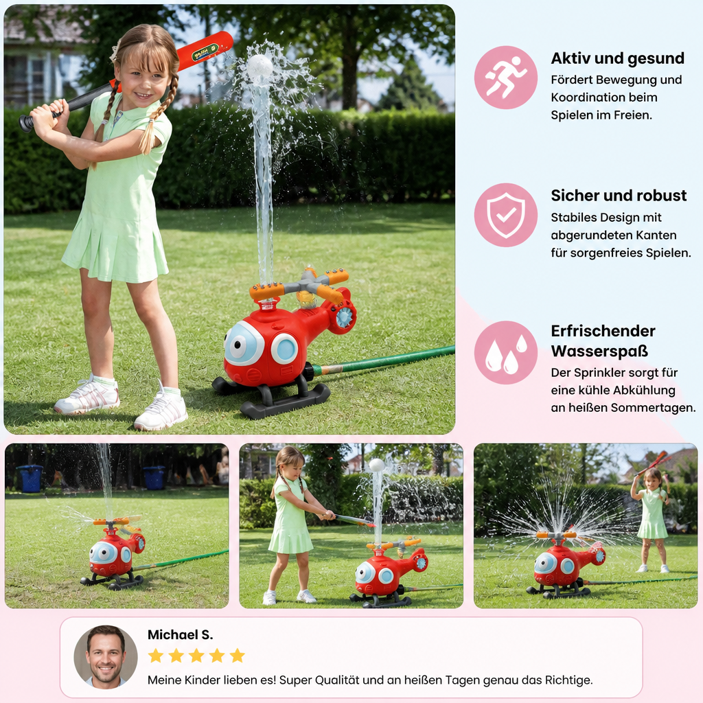 Kinder Baseball Helikopter Wassersprinkler für Outdoor Sommer Spaß