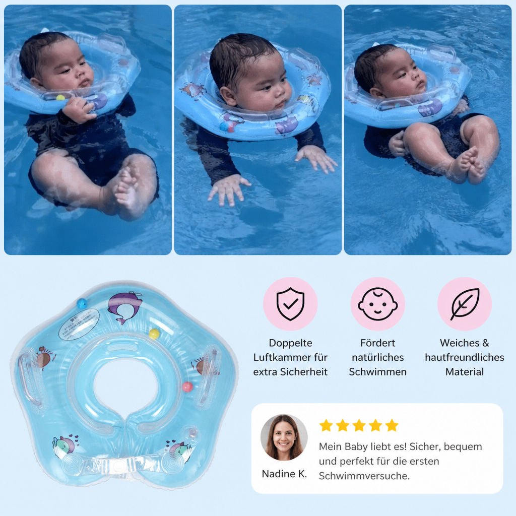 Aufblasbarer Baby Nackenschwimmring mit Doppel-Luftkammer