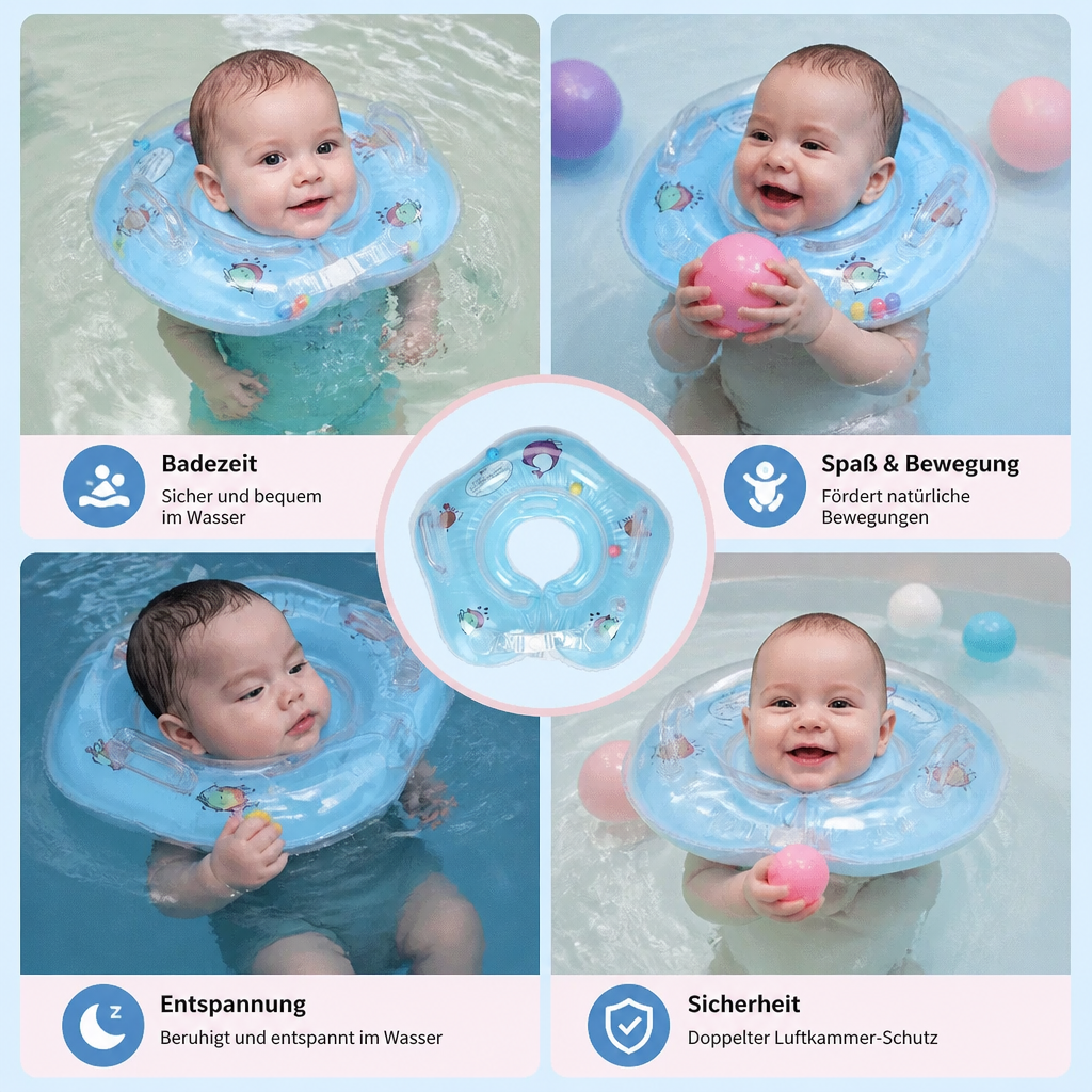Aufblasbarer Baby Nackenschwimmring mit Doppel-Luftkammer