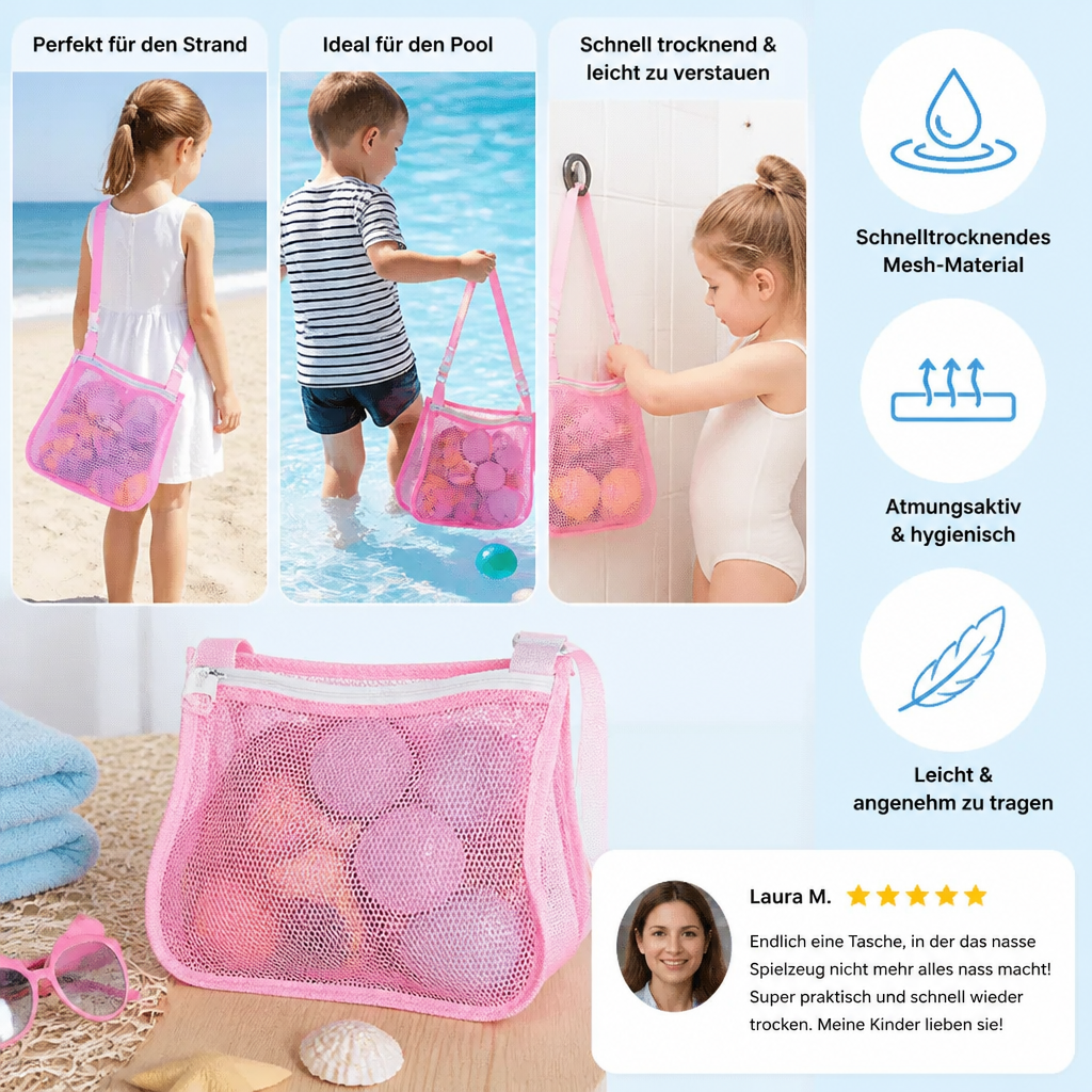 Kinder Netz Strand und Pool Tasche für Spielzeug und Zubehör