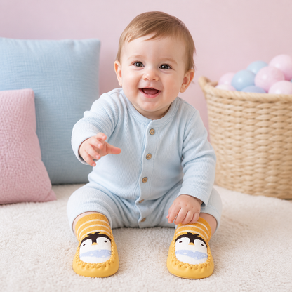 Atmungsaktive Babysocken – Rutschfeste Laufsocken mit weicher Sohle für Säuglinge und Kleinkinder