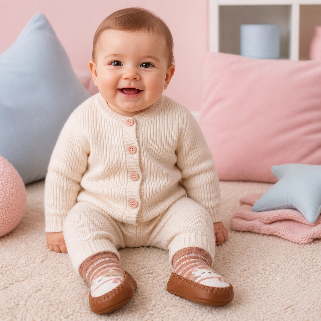 Atmungsaktive Babysocken – Rutschfeste Laufsocken mit weicher Sohle für Säuglinge und Kleinkinder