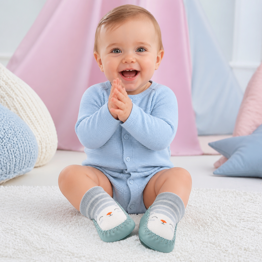Atmungsaktive Babysocken – Rutschfeste Laufsocken mit weicher Sohle für Säuglinge und Kleinkinder